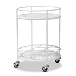 Baxton Studio Dallan Modern Industrial White Metal 2-Tier Kitchen Cart